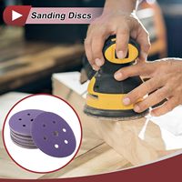 Personnalisé 6 pouces 7 trous rond violet papier de verre meulage à sec disques de ponçage auto-adhésif en céramique flocage disque de polissage