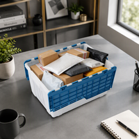 Boîte en plastique HDPE/PP perforée, empilable, emboîtable et renforcée, avec couvercle intégré, pour le transport de marchandises lourdes