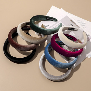 Fascia <span class=keywords><strong>per</strong></span> <span class=keywords><strong>capelli</strong></span> in tessuto di velluto fascia <span class=keywords><strong>per</strong></span> <span class=keywords><strong>capelli</strong></span> larga imbottita in <span class=keywords><strong>spugna</strong></span> spessa tinta unita accessori <span class=keywords><strong>per</strong></span> <span class=keywords><strong>capelli</strong></span> da donna <span class=keywords><strong>per</strong></span> ragazza - Product Image 3