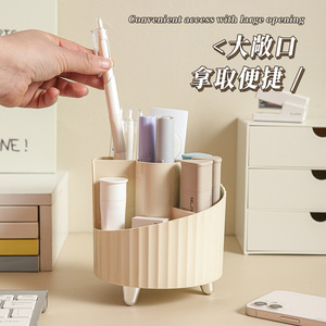 Boîte de rangement rotative pour cosmétiques avec compartiments, organisateur de bureau 4 en 1 pour pinceaux de maquillage, rouge à lèvres, fard à paupières, support pour houppettes - Product Image 1