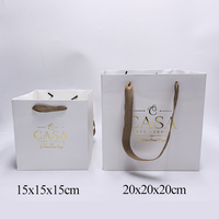 Sacs d'emballage carrés en papier blanc personnalisés avec logo 15x15x15cm, MOQ 200 pièces, pour gâteaux et pâtisseries