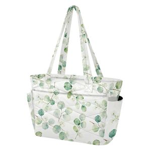 Sac à couches grande capacité matelassé à imprimé feuilles, sac imperméable en polyester pour voyage, plage et jour de lavage - Product Image 2