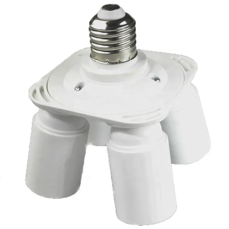 White E27 to 4 E27 Lampholder 1 to 4 Light Converter Socket Photo Studio 4E27 LED Bulb Lamp Bases 100V 230V PBT
