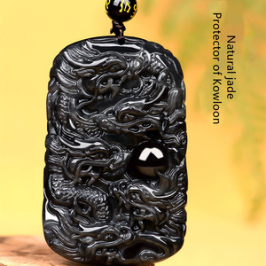 Подвеска-карго из натурального бирманского нефрита с черной косточкой, курица, порода, дракон, Марка коулуна, оградитель зодиака, дракон, Нефритовый Кулон - Product Image 6