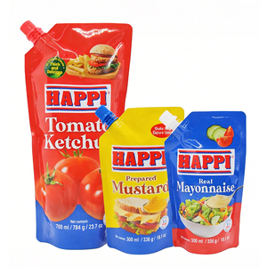 Sachet d'emballage personnalisé imprimé pour sauces : pâte de tomate, ketchup, moutarde, mayonnaise – avec bec verseur - Product Image 1