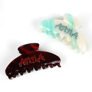 CANYUAN Stylish High-end Dot Drill Alphabetic Acetate Large Hair Claws Sweet Hair Clip For Girls