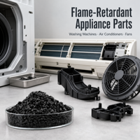Granulés de PA6 noir recyclé écologiques, ignifuges UL94 V0, nylon 6 pour moulage par injection industriel, applications électriques/électroniques