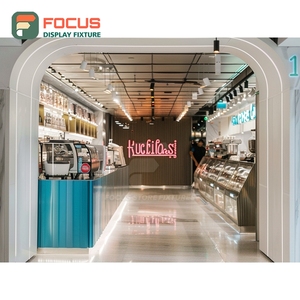 เคาน์เตอร์บริการร้านกาแฟหรูหรา ตกแต่งด้วยไม้ลามิเนต พร้อมพื้นที่จัดแสดงเมล็ดกาแฟ สำหรับหน้าร้าน - Product Image 5