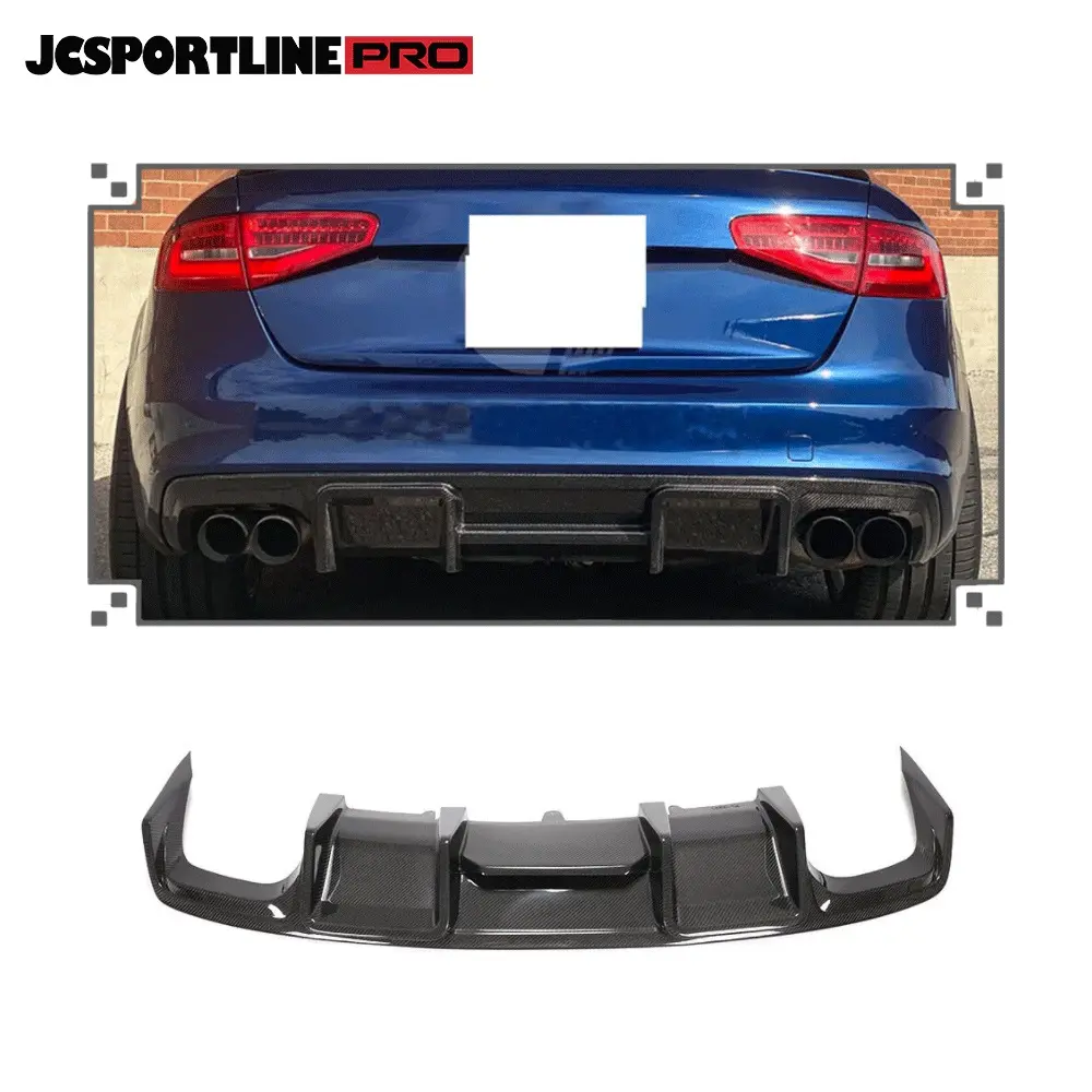 Fits for Audi A4 S-line S4 B8.5 2013-16 Rear Bumper Diffuser Lip Spoiler Real Carbon