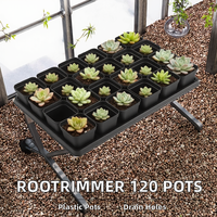 RooTrimmer 5 Paket 24 Pot Pembibitan Sel 24, 2,8 Inci (7CM) Persegi 120pcs (Hitam) Baki Pembibitan Plastik PS dengan Lubang Drainase