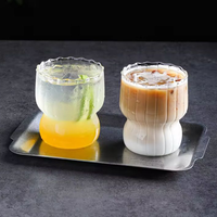 Tasse à café en verre en gros, verre borosilicate de haute qualité, 280 ml, résistant à la chaleur, tasse en verre à fleurs, mugs à crème glacée