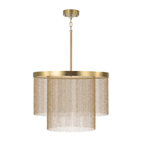 Lustre LED moderne de luxe en laiton vieilli avec franges, style antique, pour villa, salon, bar, hôtel, espace commercial