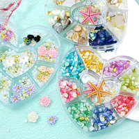 Breloques et clous 3D en métal non toxique pour ongles, motifs animaux marins et fleurs kawaii, couleurs mélangées, pour nail art DIY mignon inspiré du monde marin
