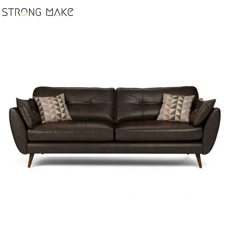 Danish euro Design Living Room Furniture 3 2 1 seaters Black Leather Hotel Sofa Modern