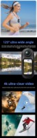 Caméra de mouvement 4K compacte pour vlog, enregistreur de conduite moto, activités de plein air, plongée et enregistrement d'animaux de compagnie, avec écran de 1,5 pouce