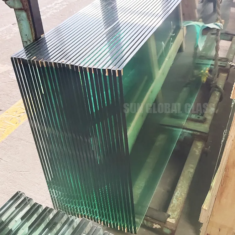 Kaca Bangunan Kuat Bening Transparan 12Mm Tuffen untuk Jendela Kamar Mandi Pemisah Pintu Dinding Pagar