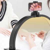 Lampe de table LED demi-lune moderne pour Nail Art et cils grande taille avec support de téléphone pour salon de beauté