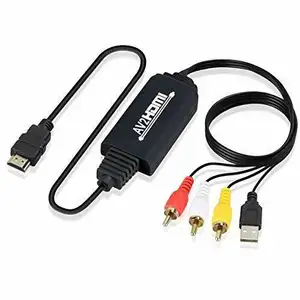 Konverter O RCA Ke HDMI, dengan Kabel Pengisian Daya USB, Kabel Komposit CVBS Ke Adaptor HDMI 1080P