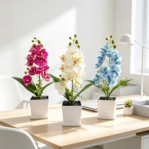 Plante artificielle en pot d'orchidée Phalaenopsis de 32 pouces en caoutchouc souple pour l'affichage dans les hôtels et les restaurants, fausse fleur, bonsaï, ornement vert - Product Image 1