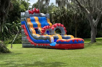 Promotion : Toboggan aquatique gonflable commercial en PVC Blue Wave 7x3m, installation facile, château gonflable pour usage extérieur et intérieur