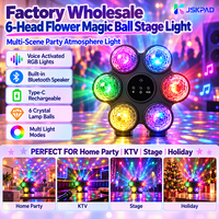 Lampu Pesta Bola Ajaib Bunga 6 Kepala RGB 3 Warna Aktif Suara, 3W 100LM, Lampu Meja, Penjualan Langsung Pabrik