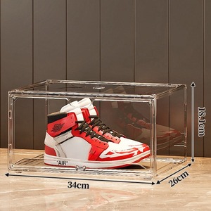 Caja de zapatos transparente, caja de almacenamiento de plástico, contenedor de exhibición, zapatero, estante para zapatos, apertura magnética, multicapa, apilable, personalizable - Product Image 1