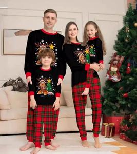 新年クリスマスパジャマ 無地白と赤の格子柄クリスマスセット 家族お揃いクリスマスパジャマ - Product Image 5