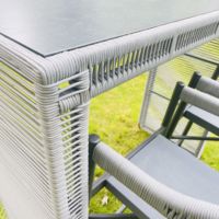 Mobilier d'extérieur Chaise haute de bar en aluminium Patio Café Restaurant Bistro français Tabourets de comptoir empilables en corde