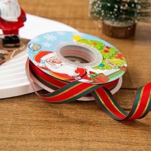 Ruban imprimé de Noël multi-motifs et multi-tailles pour la fabrication de nœuds cadeaux et l'ornement des arbres de Noël, 25 yards/rouleau - Product Image 4