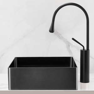 Lavabo de Sobremesa de Acero Inoxidable SUS304 Negro Mate, 1.0 mm de Grosor, Moderno y de Lujo, para Baño, Bar, Hotel - Product Image 4