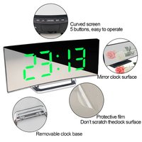 Fungsi Tunda Suhu Dekorasi Rumah Desktop Jam Meja Jam Layar LED Melengkung Jam Alarm untuk Kamar Tidur Anak-anak