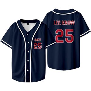 Maillot de baseball Lee Know 25 SKZ, nom de l'équipe imprimé numériquement, jersey en coton - Product Image 1