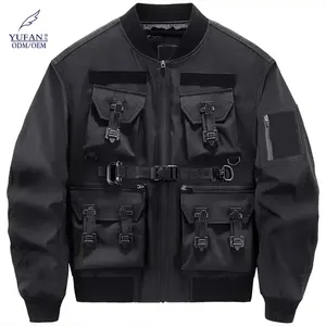 YuFan مخصص أسود ملابس العمل أسفل سترة متعددة جيب Techwear مصمم سترة الشتاء للرجال