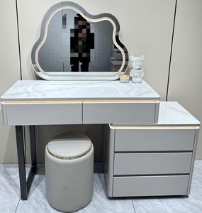 Nhà Máy Bán buôn kích thước nhỏ hiện đại bàn trang điểm với LED gương kính MDF trang điểm Vanity dressers với LED gương - Product Image 4