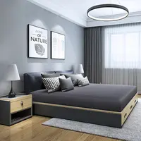 Mueble de habitación de alta calidad con cajones, mueble de almacenamiento con plataforma Queen, marco de cama King Size, de cuero moderno, camas dobles de lujo