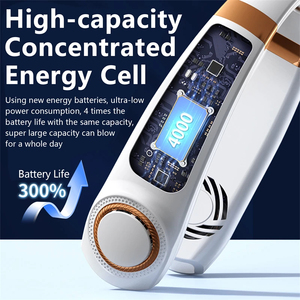 Portable LED Rechargeable <b>Neck</b> <b>Light</b> LED Digital Display Leafless 5 Gear Air Cooling Fan Electric Fan - Product Image 2