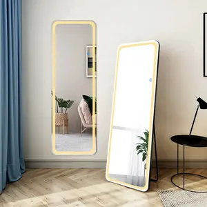 Hot Smart 4mm Full-Length Wall Mirror Modern Framed Bathroom Mirror Touch Button Home Dressing Room Use Decorative