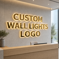 Lettres de logo rétroéclairées en métal montées, enseigne commerciale personnalisée 3D à LED avec halo lumineux pour mur de bureau, signalétique murale pour hôtel et bureau