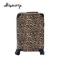 Valise à roulettes de 20 pouces avec serrure TSA, imprimé léopard, coque rigide en ABS, revêtement en cuir PU, légère et imperméable pour les voyages