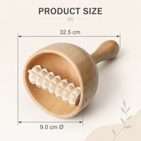 Outil de massage en bois de hêtre 100% naturel, rouleau texturé pour la relaxation musculaire, le soulagement du stress, kit de thérapie spa écologique et portable