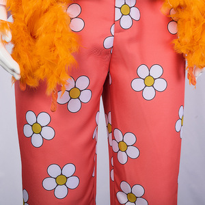 One Piece Brook Cosplay Costume Adult Men Halloween Party Outfit Pants Vest <b>Top</b> Orange <b>Feather</b> Scarf Cross-Border Source - Product Image 4