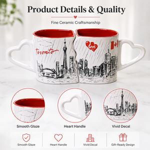 Juego personalizado de medias tazas de Londres con manijas de corazón de amor Juego de tazas de café de regalo Recuerdos De La Ciudad Juego de cerámica de 2 tazas - Product Image 2