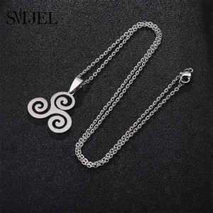 Collier pendentif inspiré du film Teen Wolf Triskele Triskelion, en acier inoxydable argenté, rond, bijoux pour femmes, cadeaux - Product Image 4