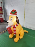 Perro Inflable Navideño Personalizado de 4 pies con Luces LED, Figuras Navideñas Inflables para Jardín Exterior