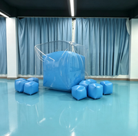Installation artistique cube gonflable lumineux LED personnalisé avec ventilateur intégré, étanche, sculpture en PVC transparent de 4-6 pieds pour salon professionnel