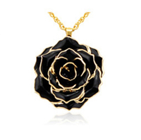 Collier pendentif en forme de rose noire, nouveau design, bijoux artisanaux en métal pour femmes