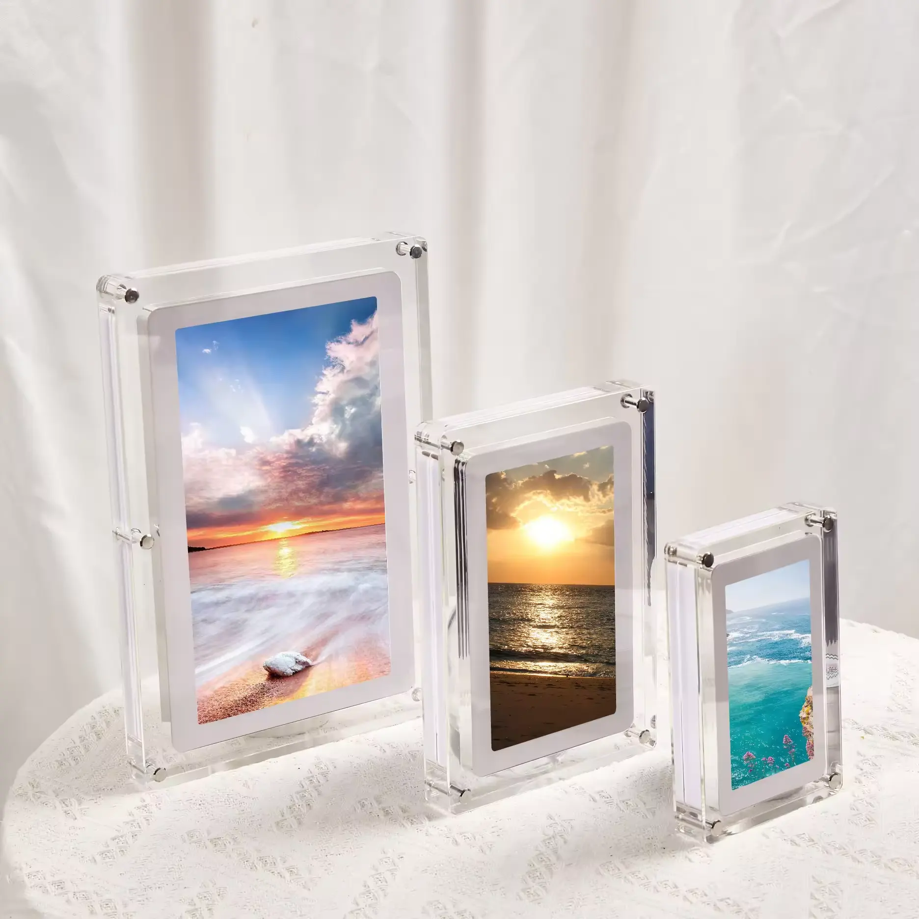 Electronic picture frame video album 7 inch 8GB IPS Screen digital photo Clear acrylic frame For friend's Gift