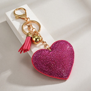 Wholesale peach heart hot stamping <b>leather</b> <b>keychain</b> tassel <b>keychain</b> pendant - Product Image 5