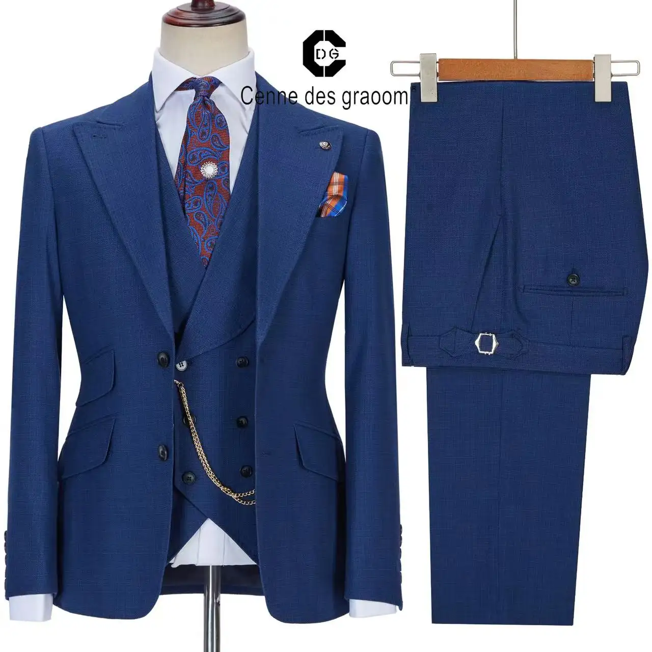 Wholesale Newest custom wool formal wear men plaid stripes men's suits set