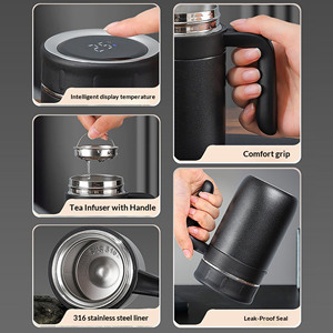 Gobelet isotherme en acier inoxydable avec affichage intelligent de la température, grande capacité 500 ml, logo personnalisé, pour <span class=keywords><strong>homme</strong></span>, gobelet à vide pour affaires - Product Image 3
